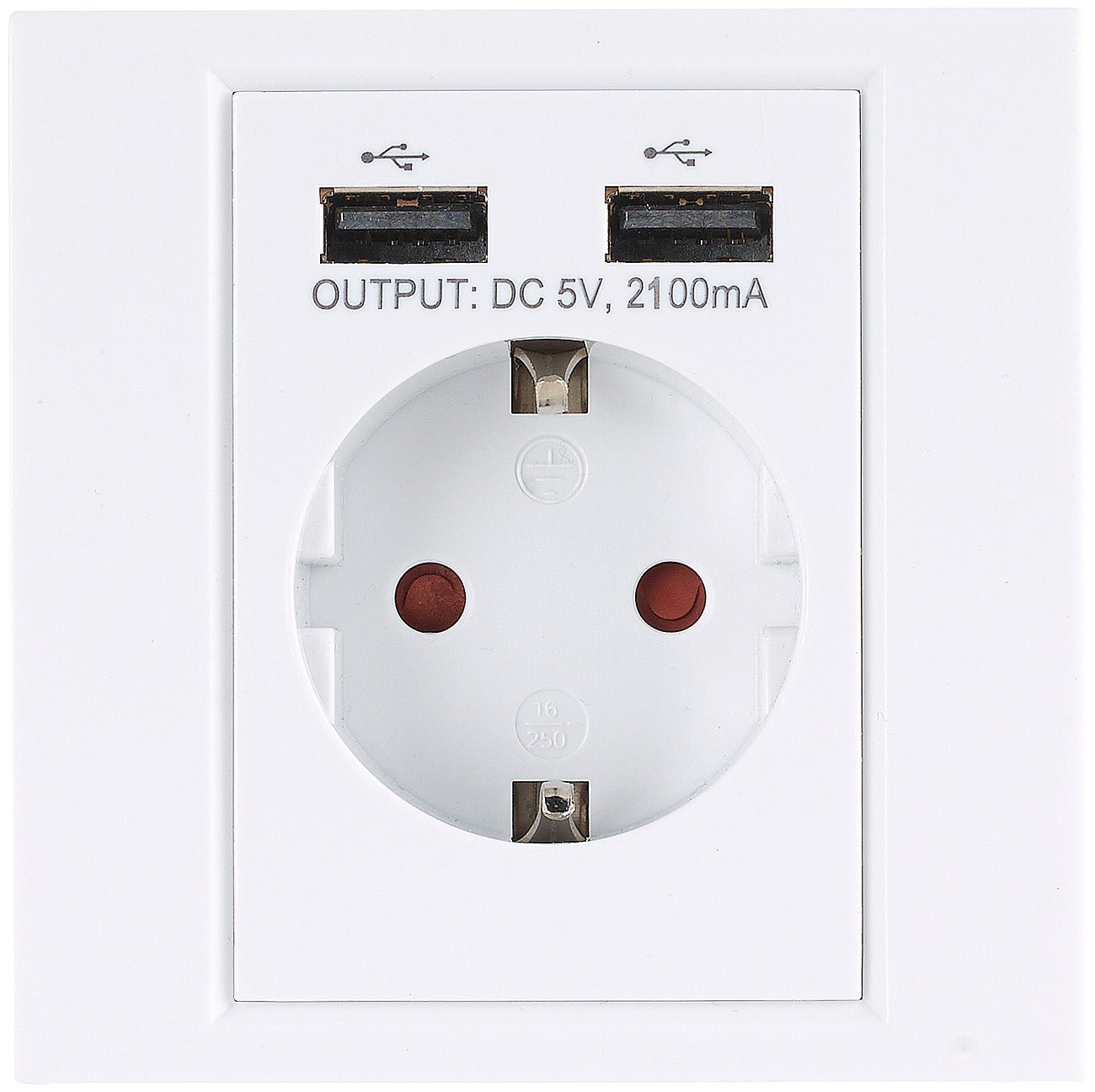 OneKeyElectro USB Unterputz-Steckdose – 2 USB-A Ports (5V, 2.1A), Mit LED-Ladeindikator, Schwarz Matt