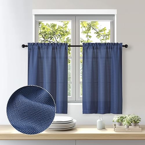 Miniatura 62 de OWENIE Bob Linen Cortinas de Lino de 96 Pulgadas Extra Largas Juego de 2 Paneles para Sala de Estar Dormitorio, Filtrado de Luz Cortinas de Ventana