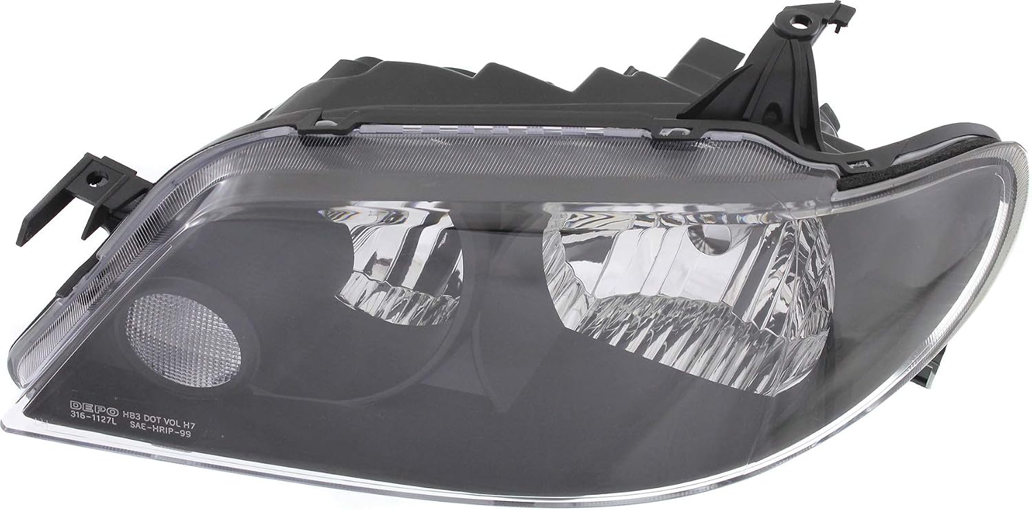 Compatible with 02-03 Protege5 Hatchback Halogen Headlight Assembly with Metal Coat Bezel without Bulb Left Driver Side