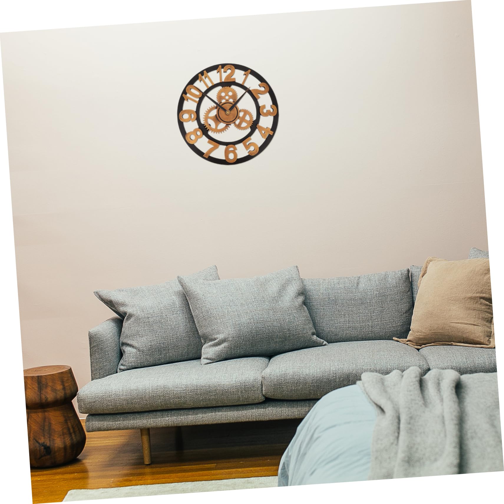 Cabilock Reloj de Pared Decorativo de Madera Engranajes, Silencioso Estilo Industrial Hogar Oficina, Adorno Colgante Moderno