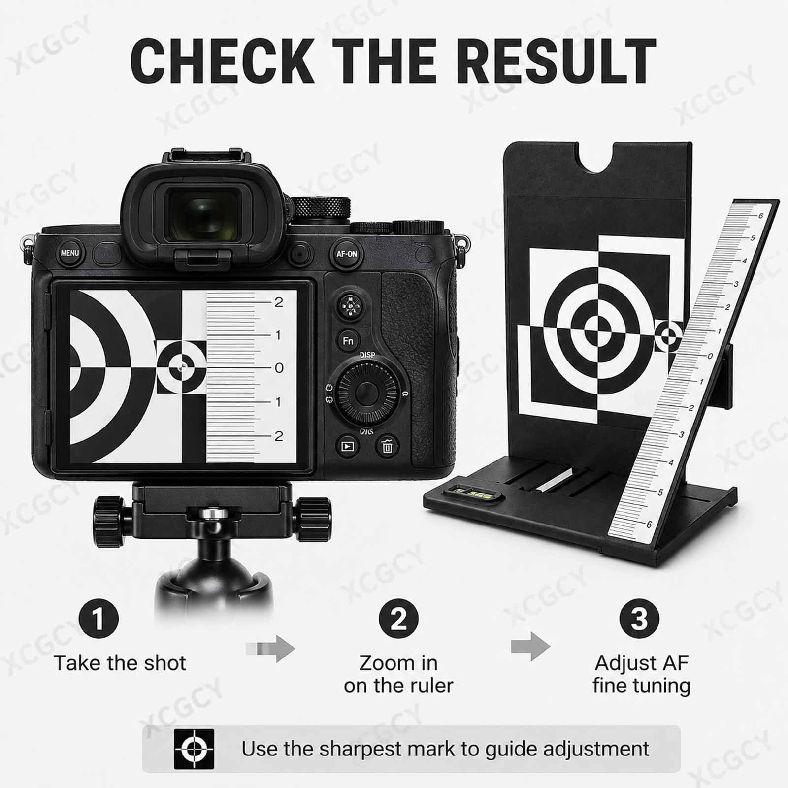Monitor Con Tabella Di Test Riflettente Per Obiettivi, Kit Professionale Di Schede Di Test Per Microregolazione, Piastra Di Messa A Fuoco Ad Alto Contrasto Con Righello, Per Fotocamere Dslr