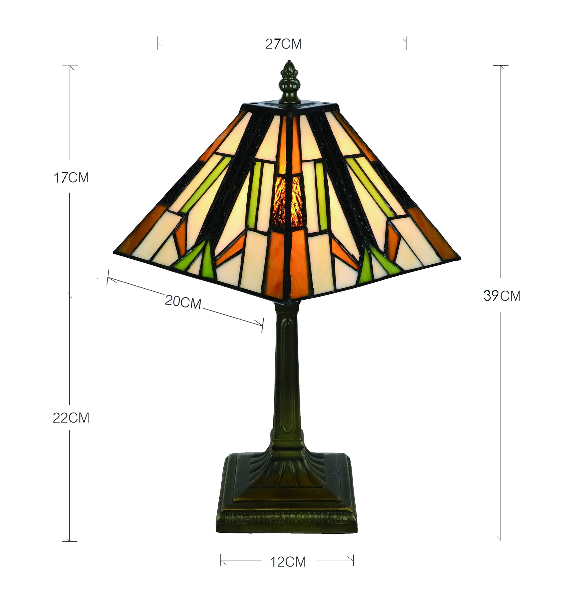 Tiffany Style Handcrafted Four Faces Retro Lampada Da Tavolo, A 8 Pollici In Vetro Colorato Luce notturna [Nessuna lampadina]