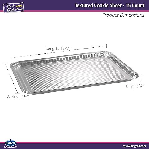 Miniatura 2 de Sartenes de aluminio de tamaño medio texturizado para galletas, 15 unidades, bandejas antiadherentes duraderas para hornear de 15.87 x 11 pulgadas,