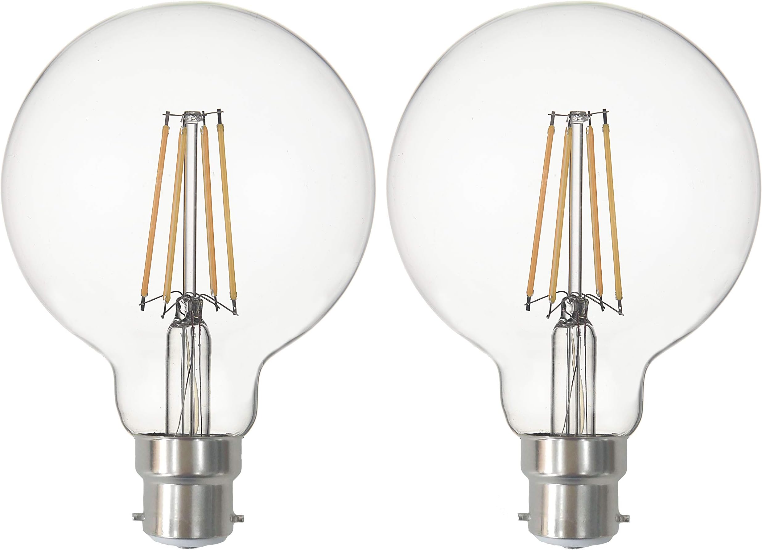 LED Bulbs B22 8W 850LM (75W Equivalent) Bayonet Globe Vintage Filament Light Edison Bulbs,G95 No Flicker Warm White 2700K for Home Office, 2 Packs