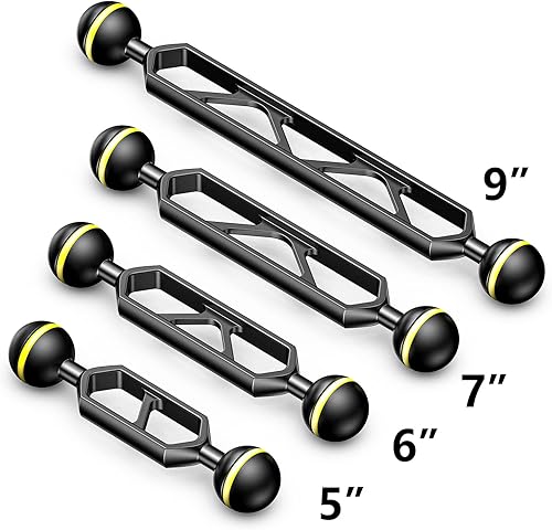 Miniatura 18 de Seafrogs - Brazo de cámara de buceo subacuático de 1 pulgada, abrazadera de bola submarina estándar negra para sistema de luz de fotografía