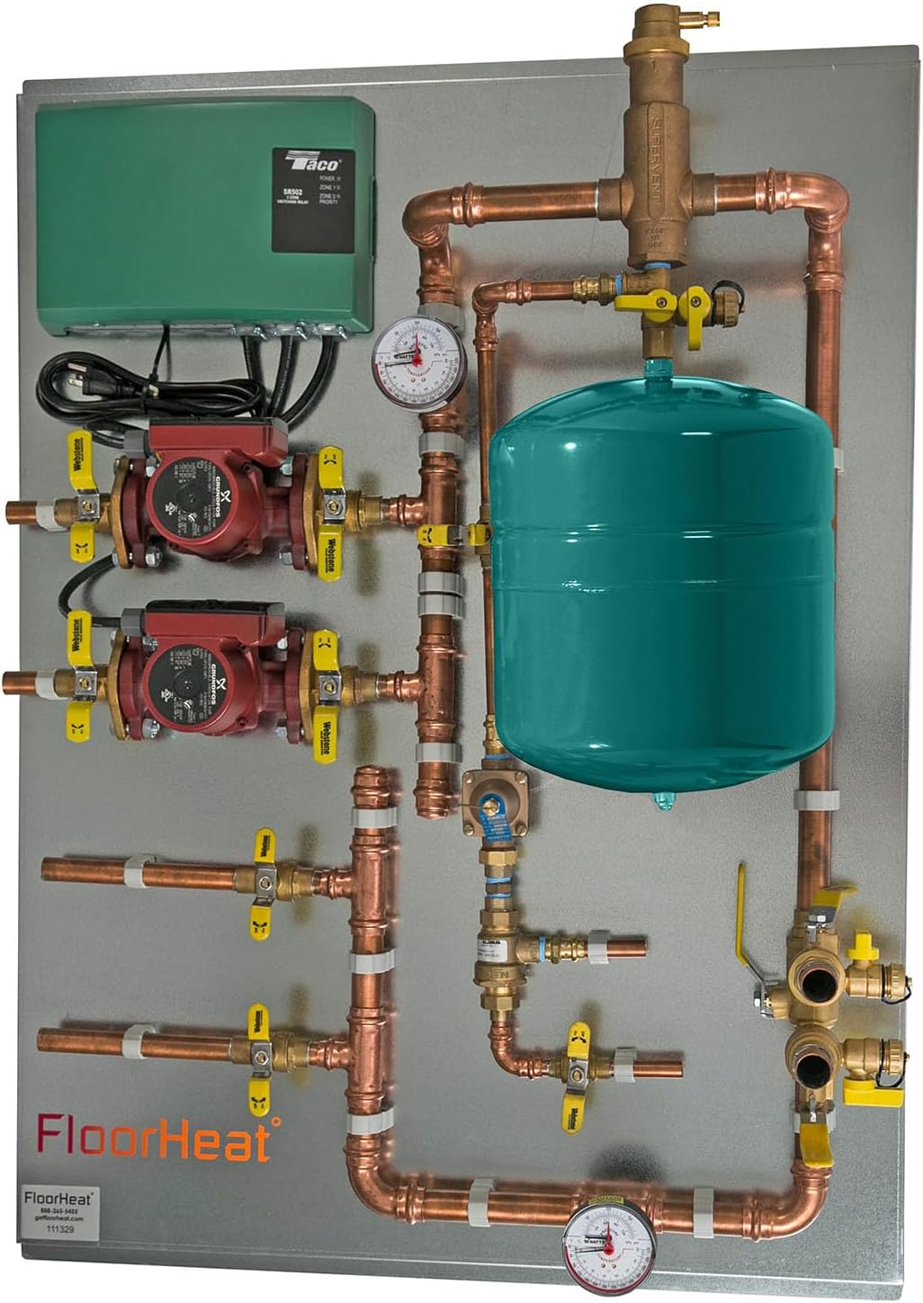 Hydronic Radiant Heat Control Panel - 2 Zone | Pre-Assembled Heating Distribution System for Underfloor, Home & Space Heating | High-Efficiency & Easy Install