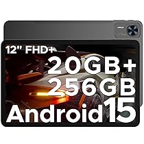 DOOGEE T36 2025 Tablet Android 15, 20GB+256GB, 2TB Tablet 12 Pollici, 8800mAh Tablets con sim, 2.4K Octa – Core Tablets Gaming, 13MP + 8MP, Widevine L1, Hi-Res, BT5.0, 5G WiFi, Face ID, GPS, OTG – Nero