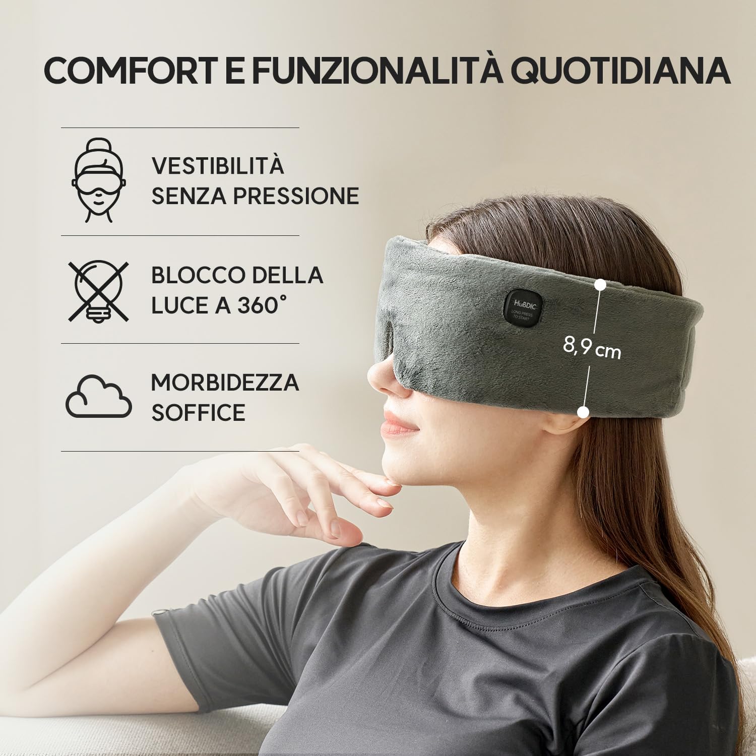 HubiCare - Mascherina per occhi riscaldata per occhi asciutti e relax, 3 livelli di calore con timer di spegnimento automatico, confortevole tessuto felpato, portatile e regolabile per casa, viaggi