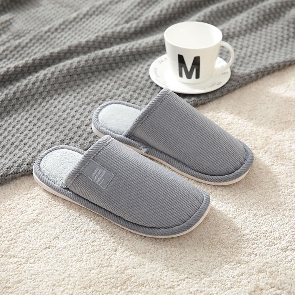 Zapatillas de casa Unisexo,4 Pares Antideslizantes de Zapatillas Casa Lavables Zapatillas de Estar por Casa Invierno Peluche Forro Pantuflas Cómodo Caliente Zapatos de Algodón