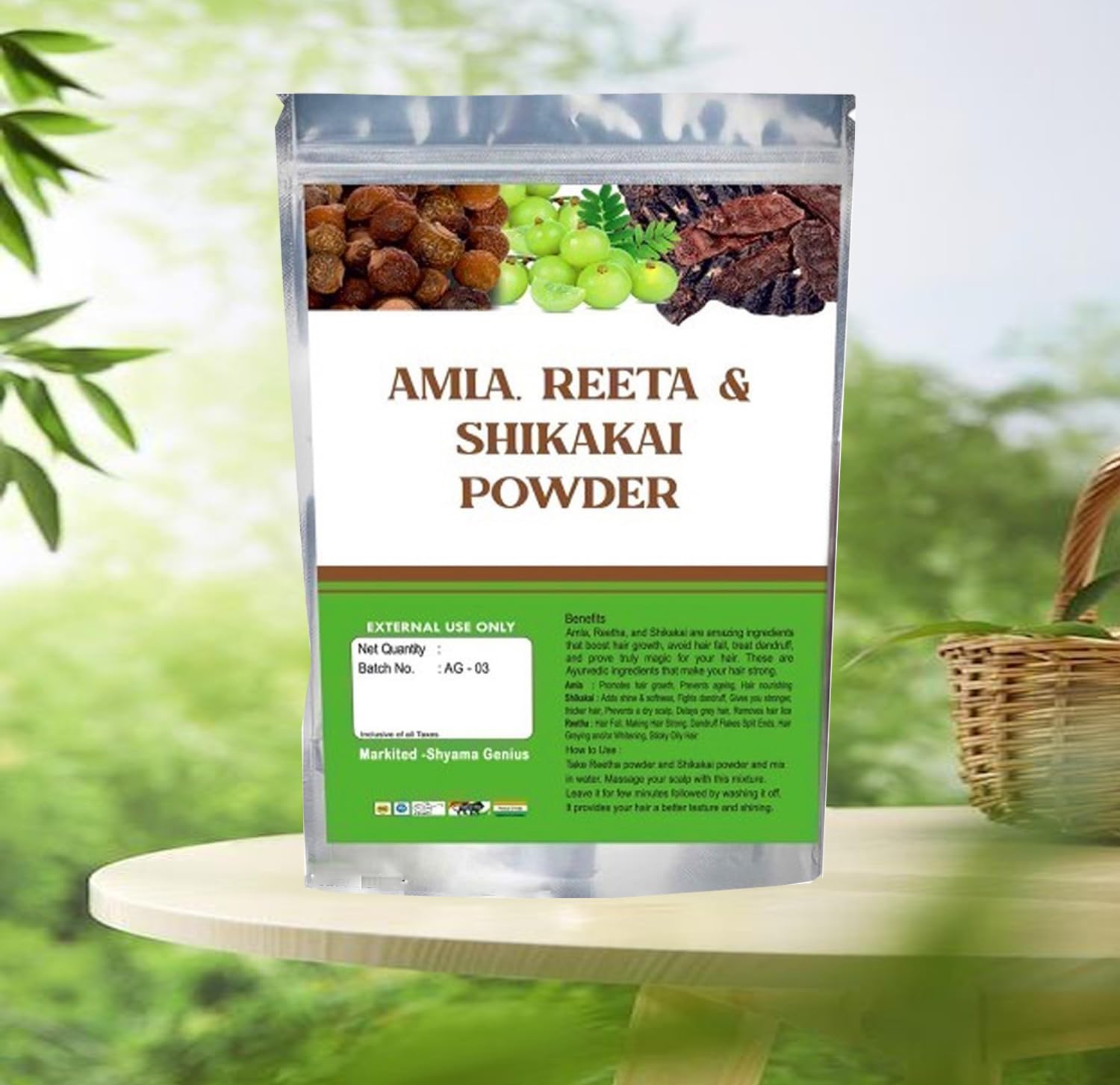 100% Natural Hair Cleanser care from nature 100% Natural Organic Amla, Reetha, Shikakai Powder For Hair Care For All Hair Type,-picture-50