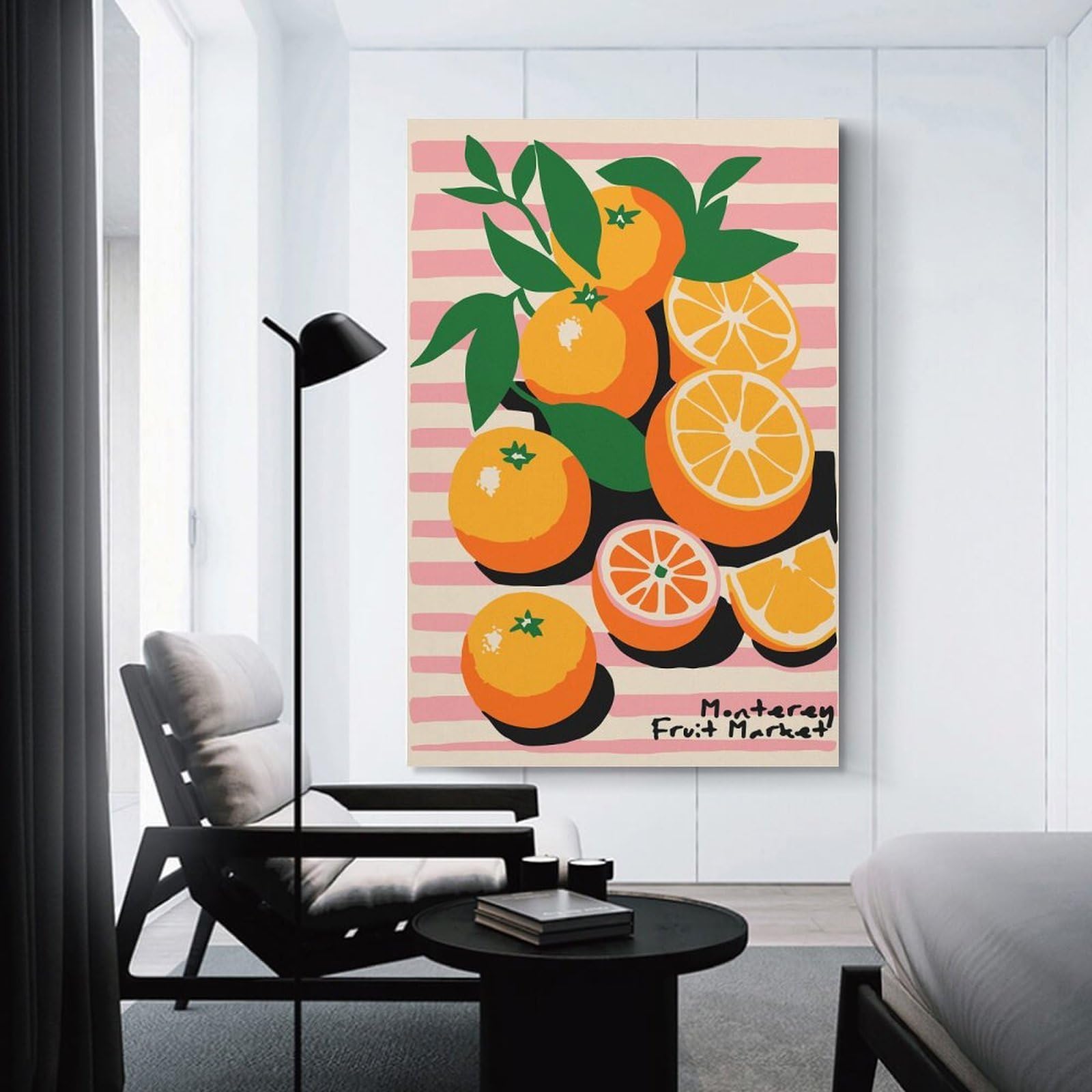 Junmoney Canvas Art Print Monterey Fruit Market Still Life, 16x24inch(40x60cm), for Calm Bedrooms, Home Corners Or Flats, A Warm Accent for Relaxed Interiors