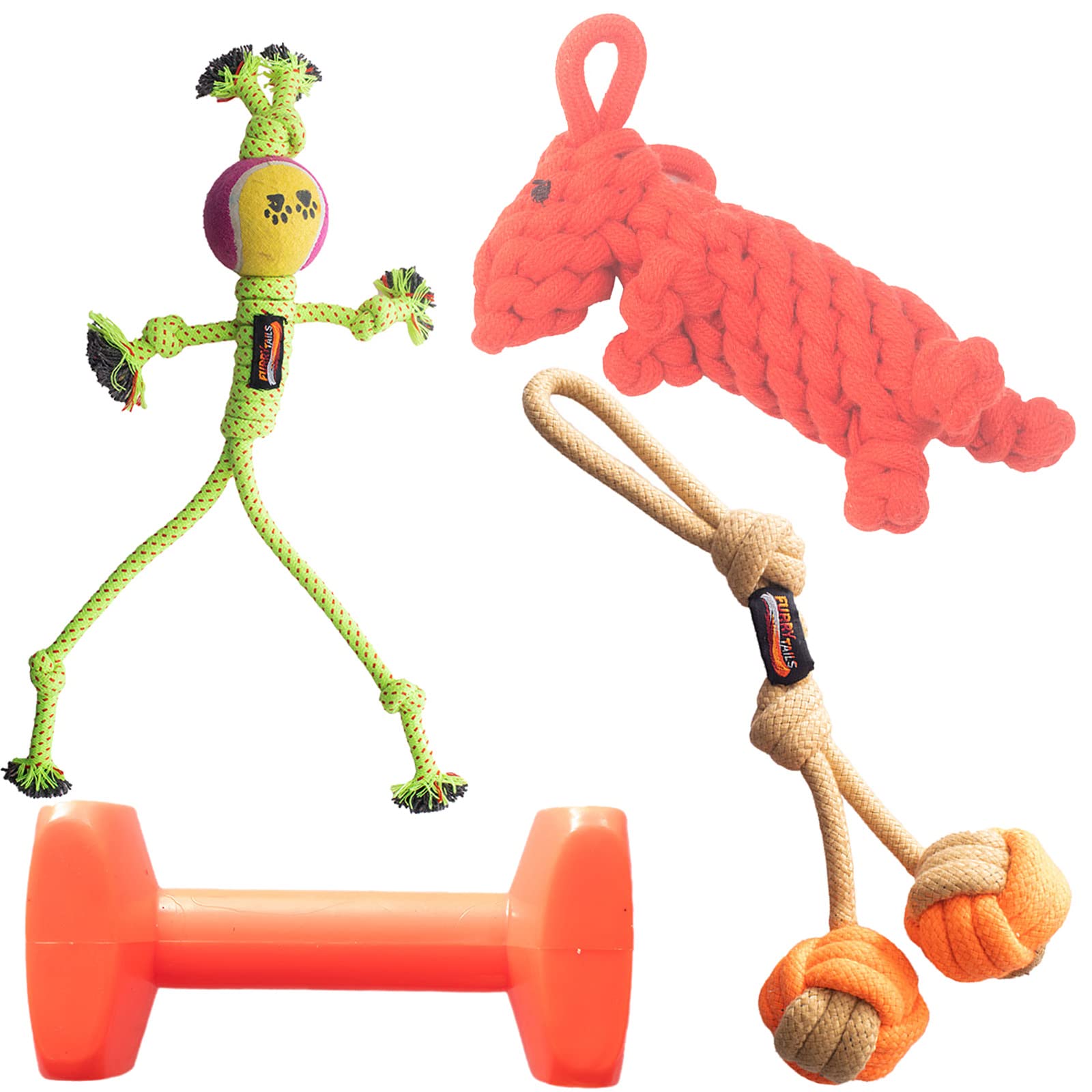FURRY TAILS Combo of Rope and Rubber Dog Toys, Interactive Rubber Chew Toys, Playful Chew Toys, Good for Strong and Clean Teeth of Dogs, Combo of 4 Toys for Dogs (B0C2YXNJ6J) Amazon Price History, Amazon Price Tracker