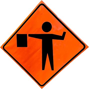 48"x48" Flagger Symbol Orange Non-Reflective Vinyl Roll-Up Sign