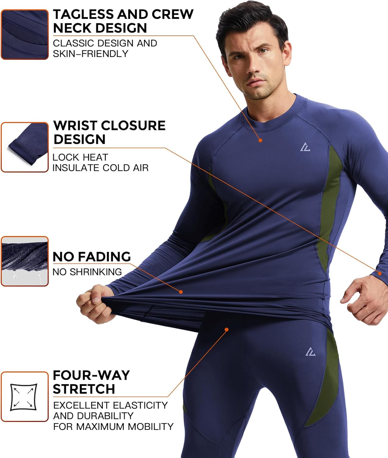 CL convallaria Thermal Underwear Long Johns Set Mens Winter Gift Hunting Gear Sport Base Layer Bottom Top - Image 2