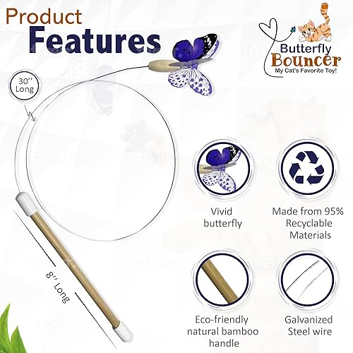 Miniatura 3 de Butterfly Bouncer - Mariposa en alambre rebota para imitar el vuelo de una mariposa real - Juguete interactivo para gatos - Gatosgatitos juegan