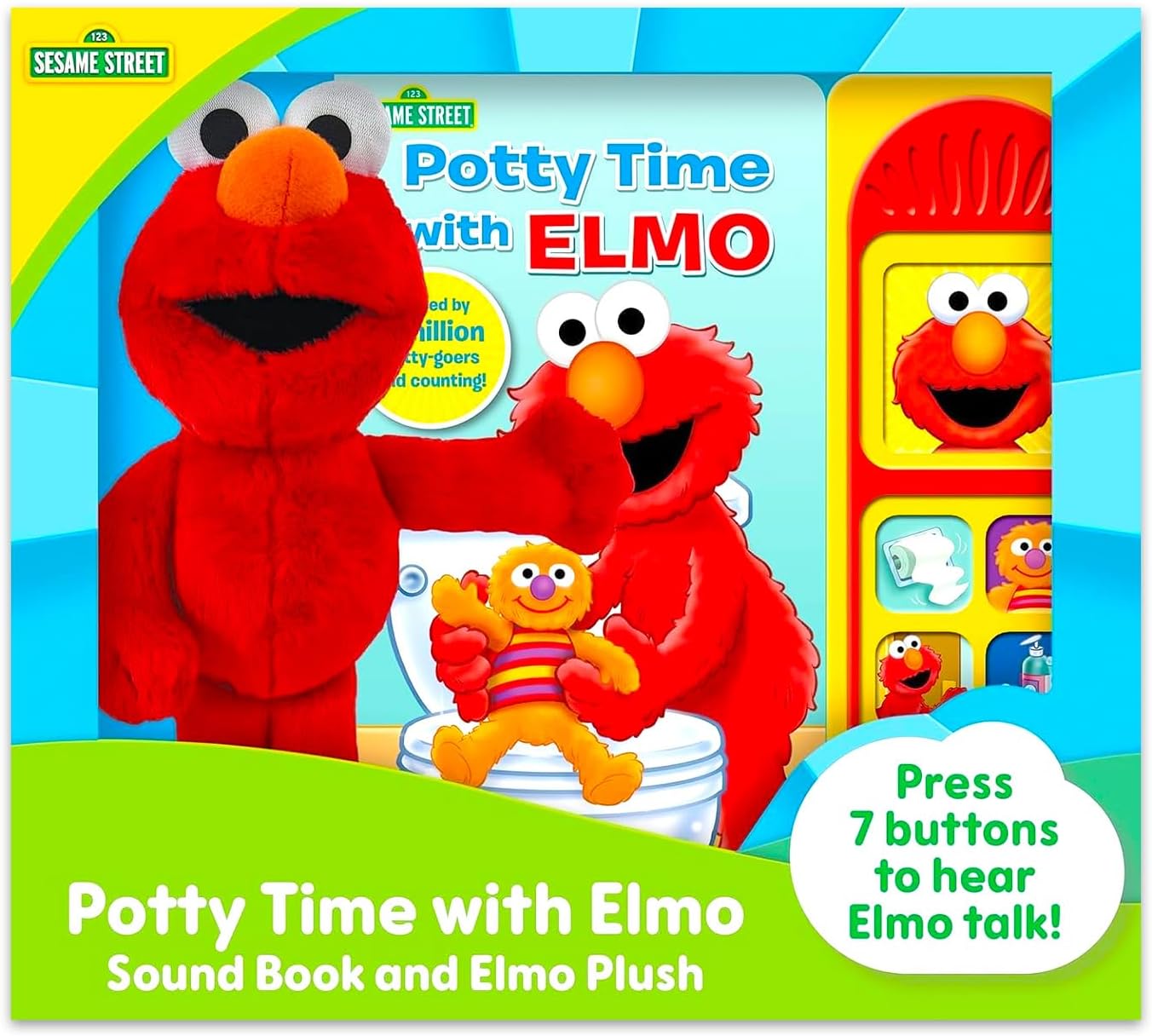 Sesame Street Plush Figure and Sound Book - Bundle with Elmo Plush Toy and Interactive Potty Time with Elmo Activity Book Plus Stickers, More for Kids