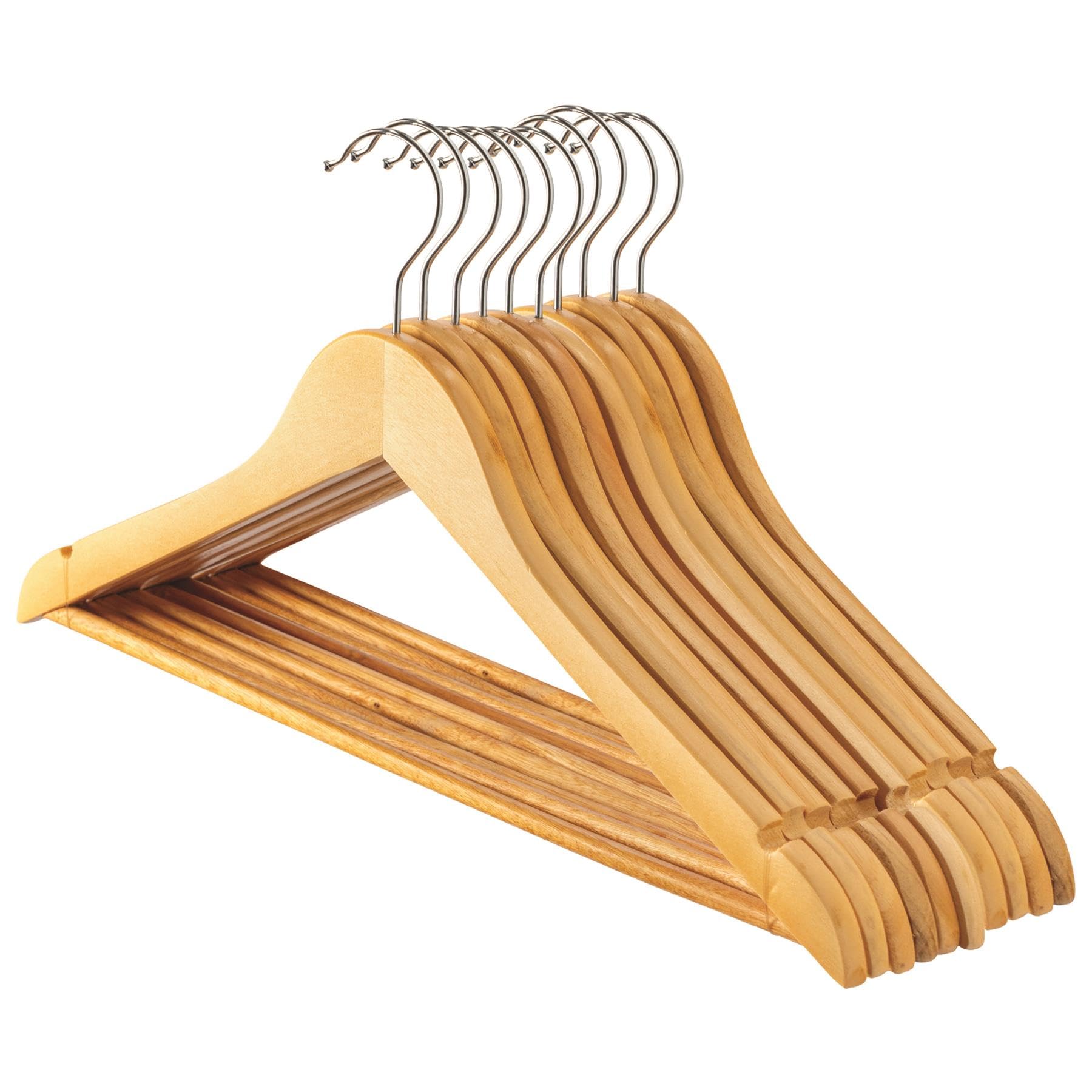 Harbour Housewares Brown Wooden Coat Hangers - Pack Of 10