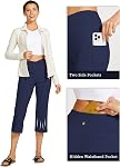 Willit Yoga des femmes Capris Pantalons haute taille Leggings Crossover droit jambe exercice sportif entraînement Crop Capris 21"