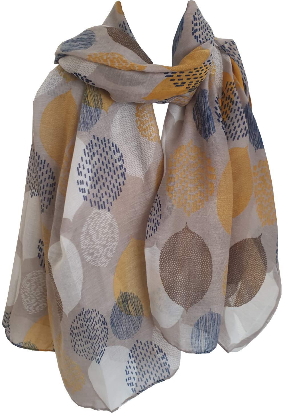 Glamlondon Women's Xl- Grey Beautiful Designed Large Leaves Print Scarf (Xl- Grey)