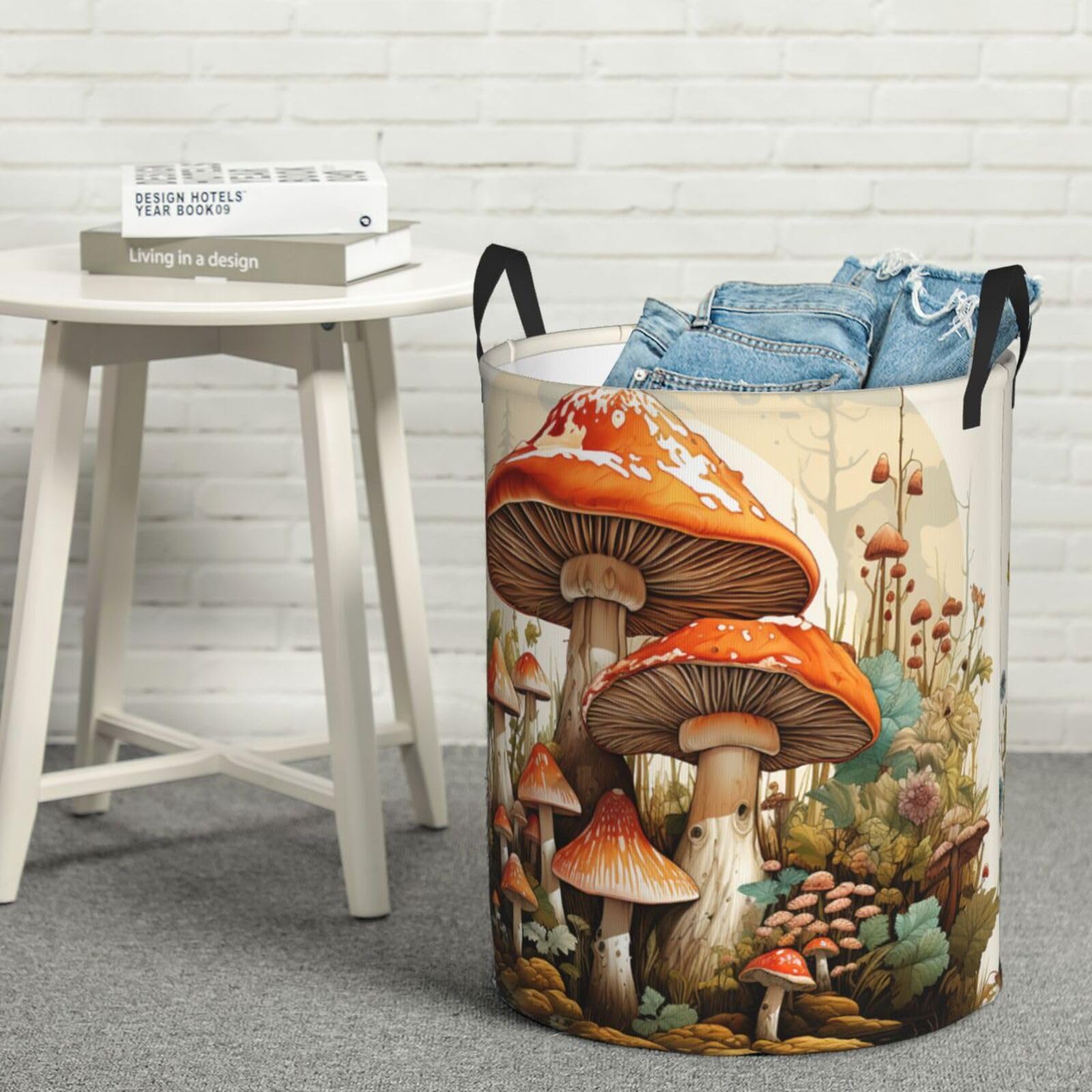 Laundry Basket Freestanding Laundrys Hamper Giant Mushroom Laundry Baskets Dirty Clothes Hamper for Laundrys Circular Storage Basket Collapsible Storage Bag for Bedroom
