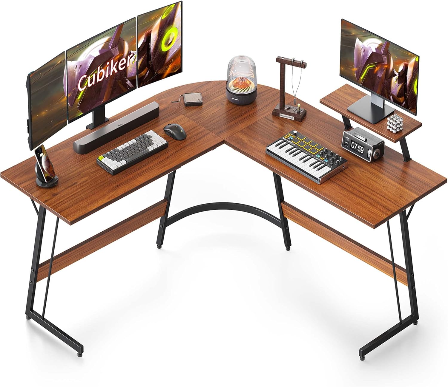 Cubiker LShaped Desk, Computer Corner Desk, Gaming Desk with Monitor