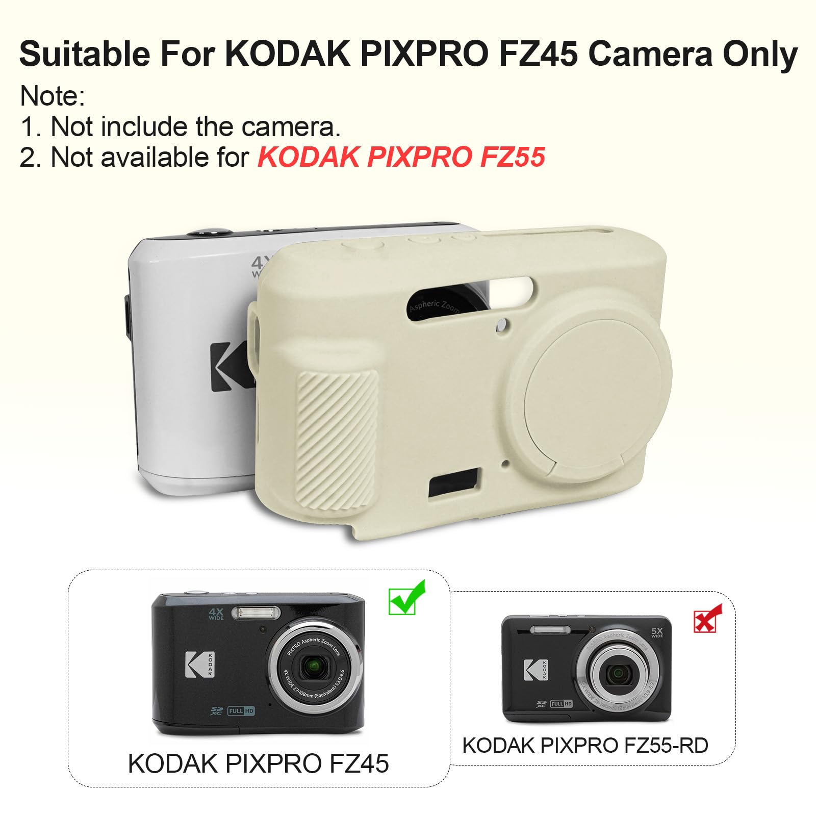 Amazon.com : Easy Hood Case for Kodak PIXPRO FZ45, Soft Silicone