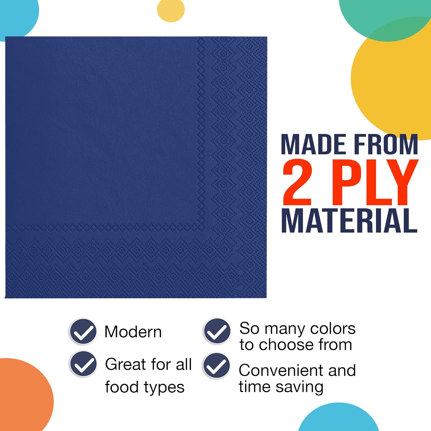 Party Solids Navy Bulk Napkins Disposable Everyday 1,200 Pcs 2 Ply Navy Dinner Napkins Bulk For Parties & Party Supplies