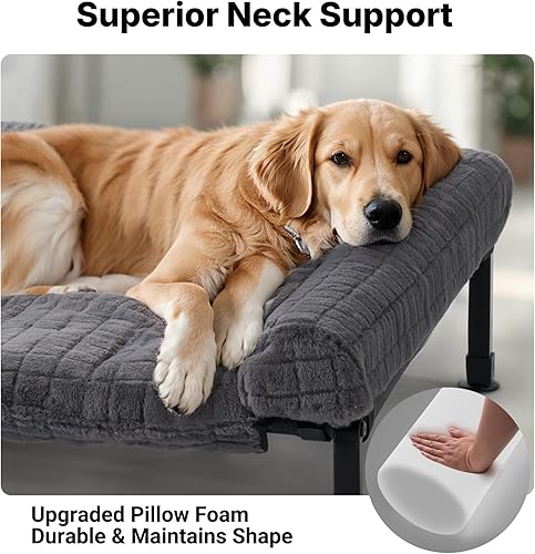 Miniatura 2 de Veehoo Cama elevada para perros con alfombrilla extraíble y esponjosa, lavable y refrescante para mascotas con malla transpirable, sofá cama