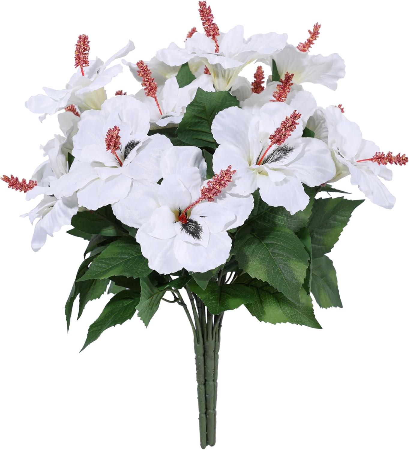 HyeFlora Artificial Hibiscus Flowers for Outdoors Faux Plant Spring Decor, 4 Bundles Fake Tropical Flowers UV Resistant Realistic Outdoor Silk Flower for Outside Planter Porch Patio Garden Window Home - Image 9