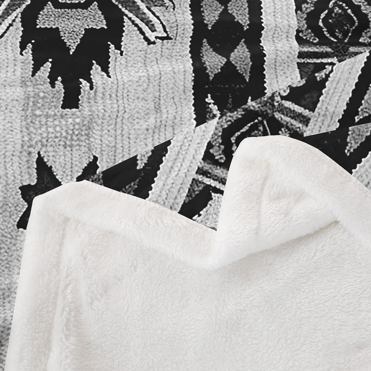 Feelyou Grey Southwestern Sherpa Blanket Queen 90"x90" Geometric Fleece Throw Blanket for Bed Sofa Couch Kids Tribal Exotic Style Native American Indian Design Plush Blanket Stripe Line Fuzzy Blanket