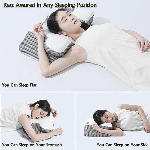 Miniatura 7 de Almohada cervical para aliviar el dolor de cuello, almohada cervical cervical, almohada ortopédica ergonómica de espuma viscoelástica con funda de