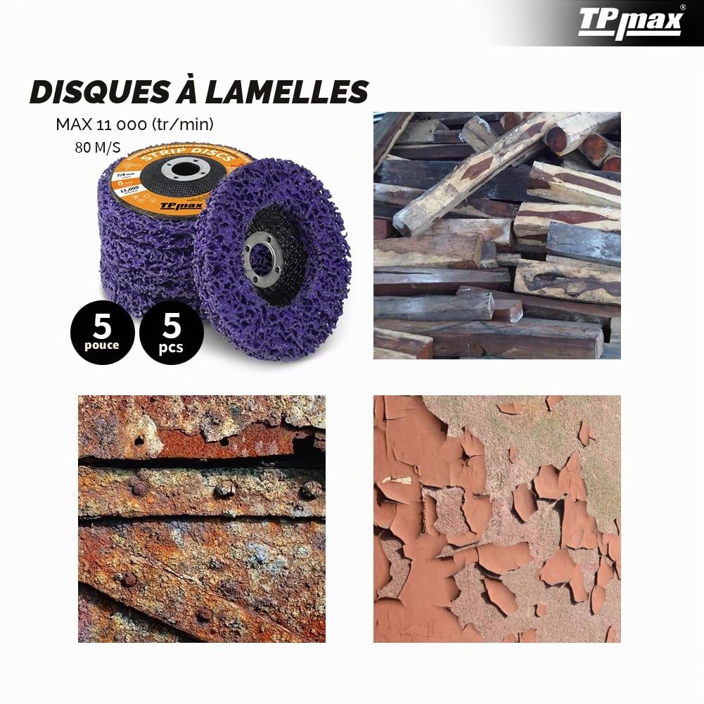 5 Pièces Disques de Nettoyage 125 mm, Dérouillant Disque Abrasif pour Meuleuse d'Angle, CSD Disque pour Métal, Pierre, Bois et Plastique