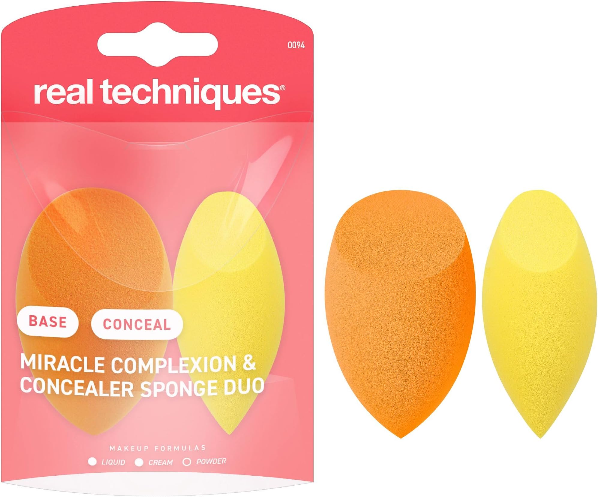 Miracle Complexion Sponge + Concealer Sponge Duo, Makeup Blending Sponges For Foundation & Concealer, Offers Light To Medium Coverage, Natural, Dewy Makeup, Latex-Free Foam 2 Count