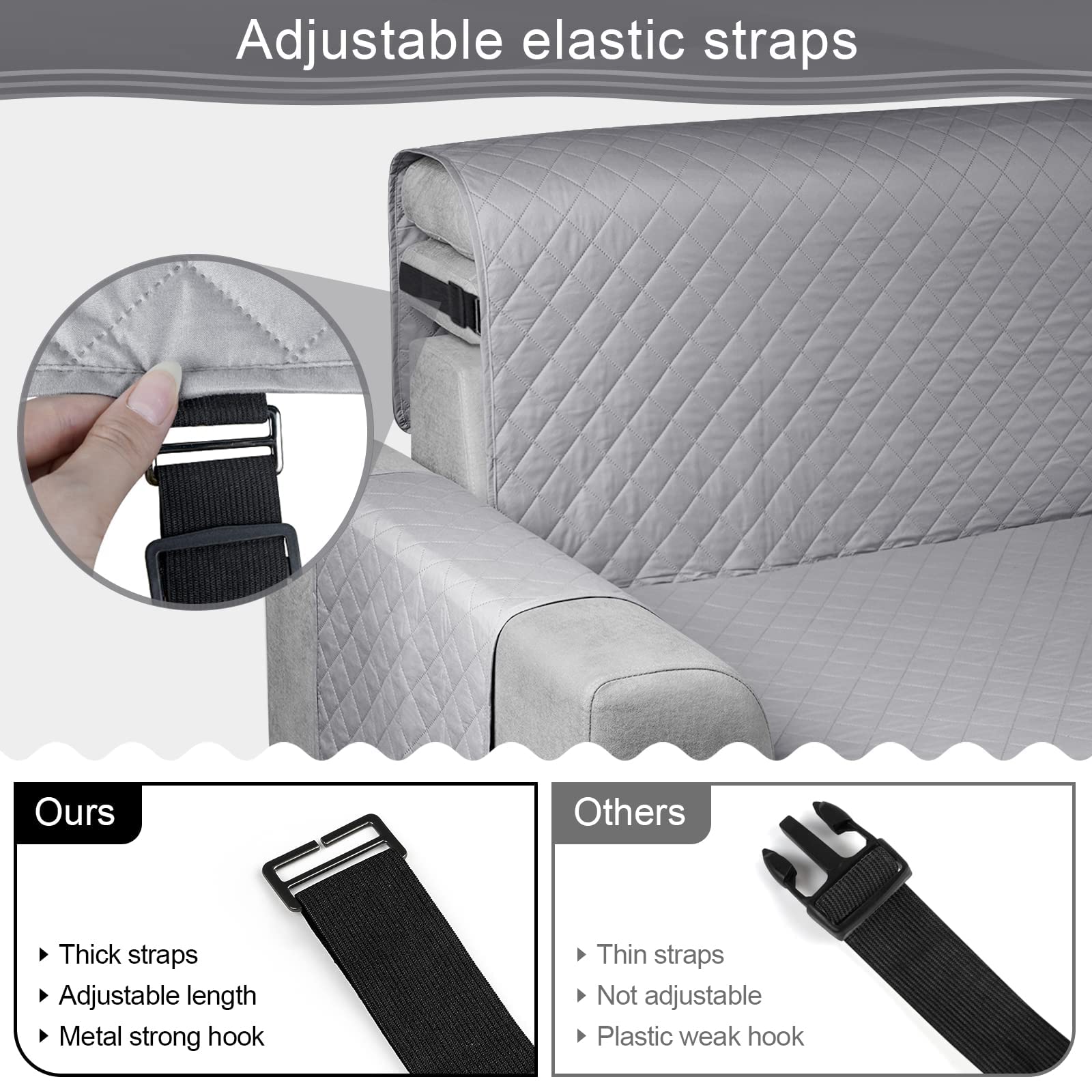 TAOCOCO Copridivano con Penisola 3 Posti (L 240 CM), Destra/Sinistra Universale Reversibile Impermeabile, Copridivano Chaise longue Antigraffio, Copridivano Angolare - Grigio Chiaro