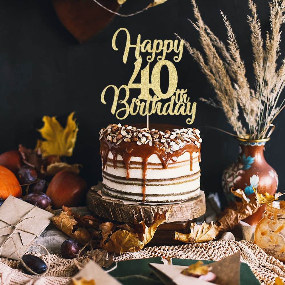 Kuchendekoration Zum 40. Geburtstag – „Happy 40th Birthday“ In Roségold & Glitzer
