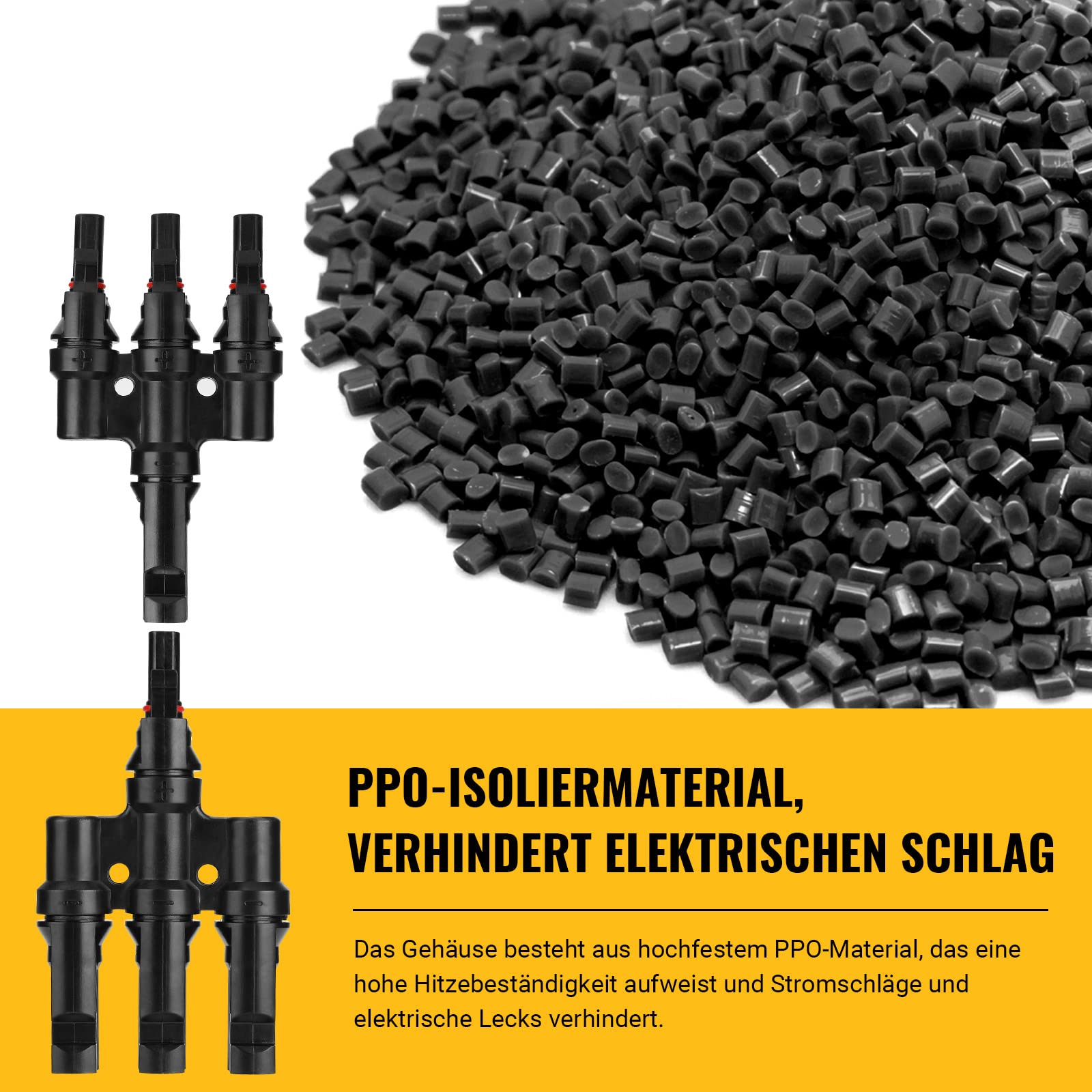 BougeRV Solar Y-Stecker Set – Parallelanschluss Für 5 Solarpanels, IP67 Wasserdicht, 30A/1000V