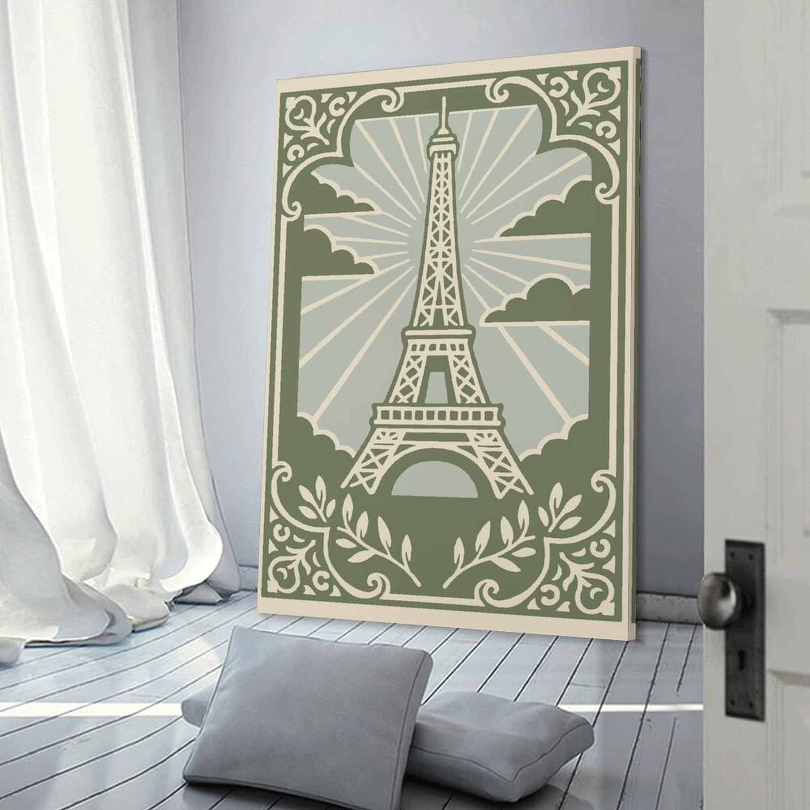 Eiffel Tower Vintage Wall Art Print, 24x36inch(60x90cm), for Office, Study Or Home Workspace, Decorative Artwork for Productive Spaces
