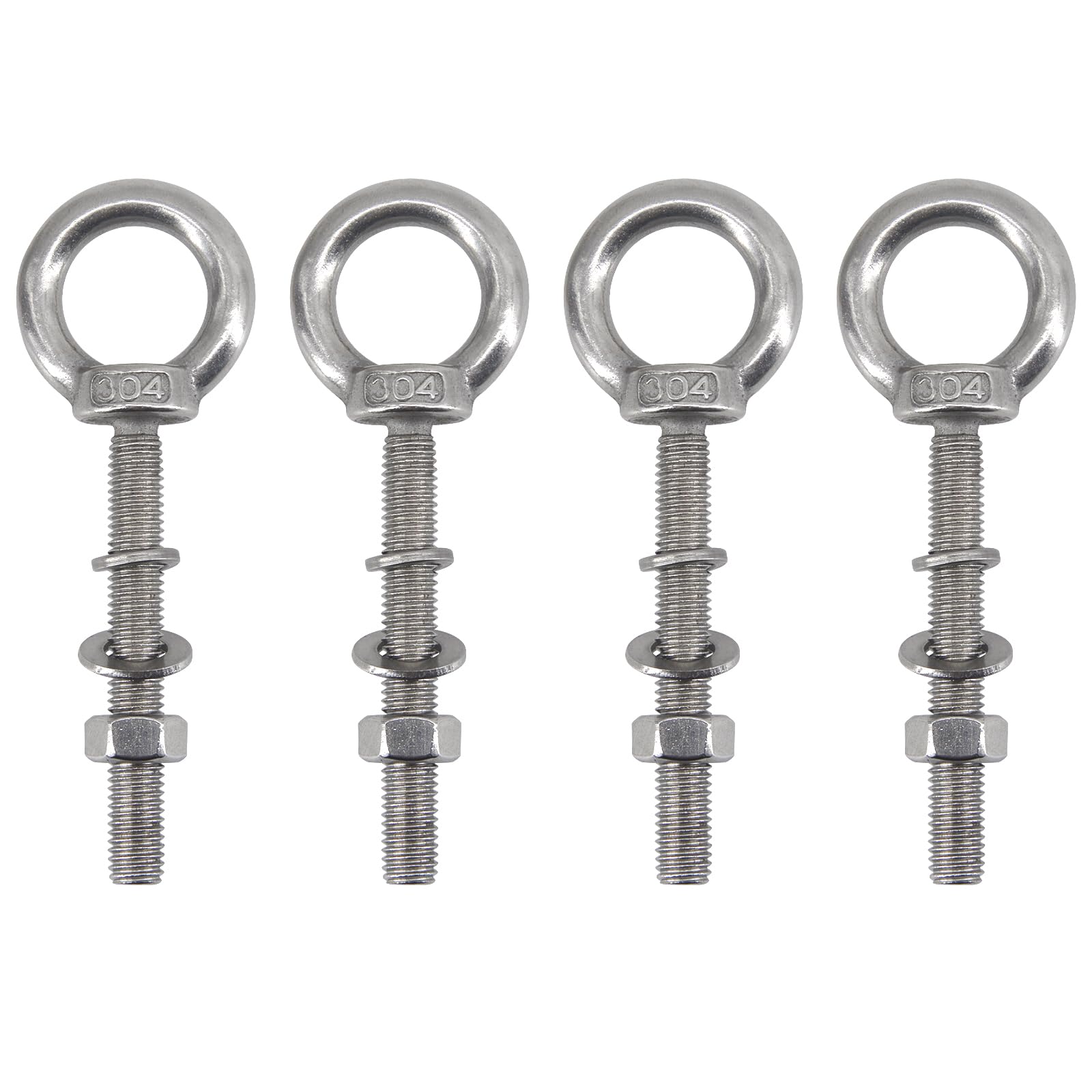 Pernos de ojo M8 x 50mm con tuercas perno de varilla de rosca larga resistente 8