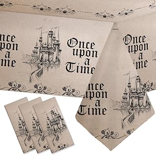 3 Pack Fairytale Birthday Tablecloths Once Upon a Time Baby Shower Decorations Story Book Plastic Tablecloth Castle Birthday Baby Shower Table Covers 108 x 54 Inch