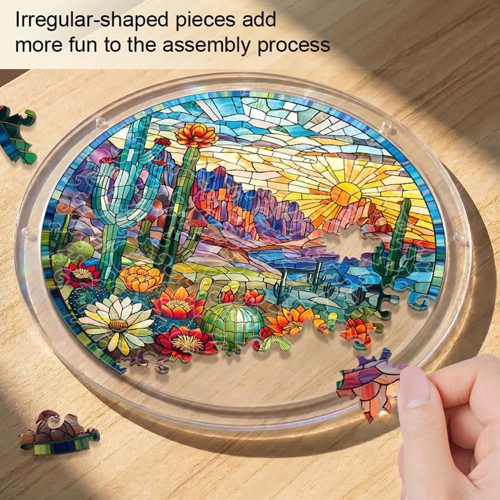 Acrylic Puzzles Suncatcher Window Hanging, Acrylic Puzzle for Adult, 83 Pieces Acrylics Jigsaw Puzzle Suncatcher, Colorful Flame Hummingbird Sun Catchers Window Hanging Panel (Style F) — view 6