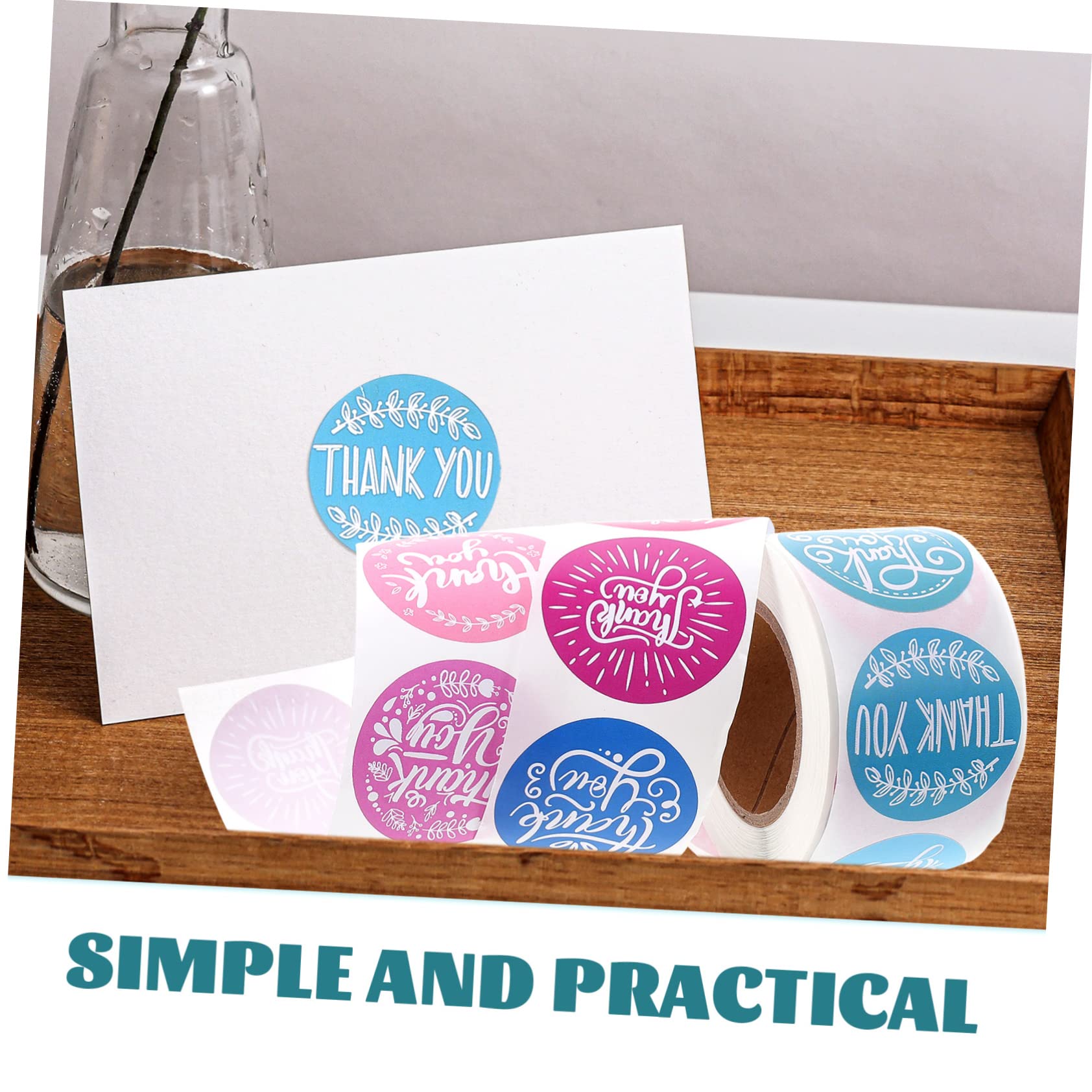 SHINEOFI 5rotoli Etichette Adesive Ringraziamento Per Confezioni Stickers Decorativi Per Chiusura Buste Feste e Occasione Speciali Confezione