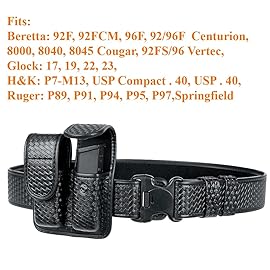 TAFTACFR Molded Double Mag Pouch Holster with Double and Single Stack Magazines .380, 9mm & 40 Cal for S&W M&P Ruger Glock Walther H&K (Basketweave Artificial Leather)