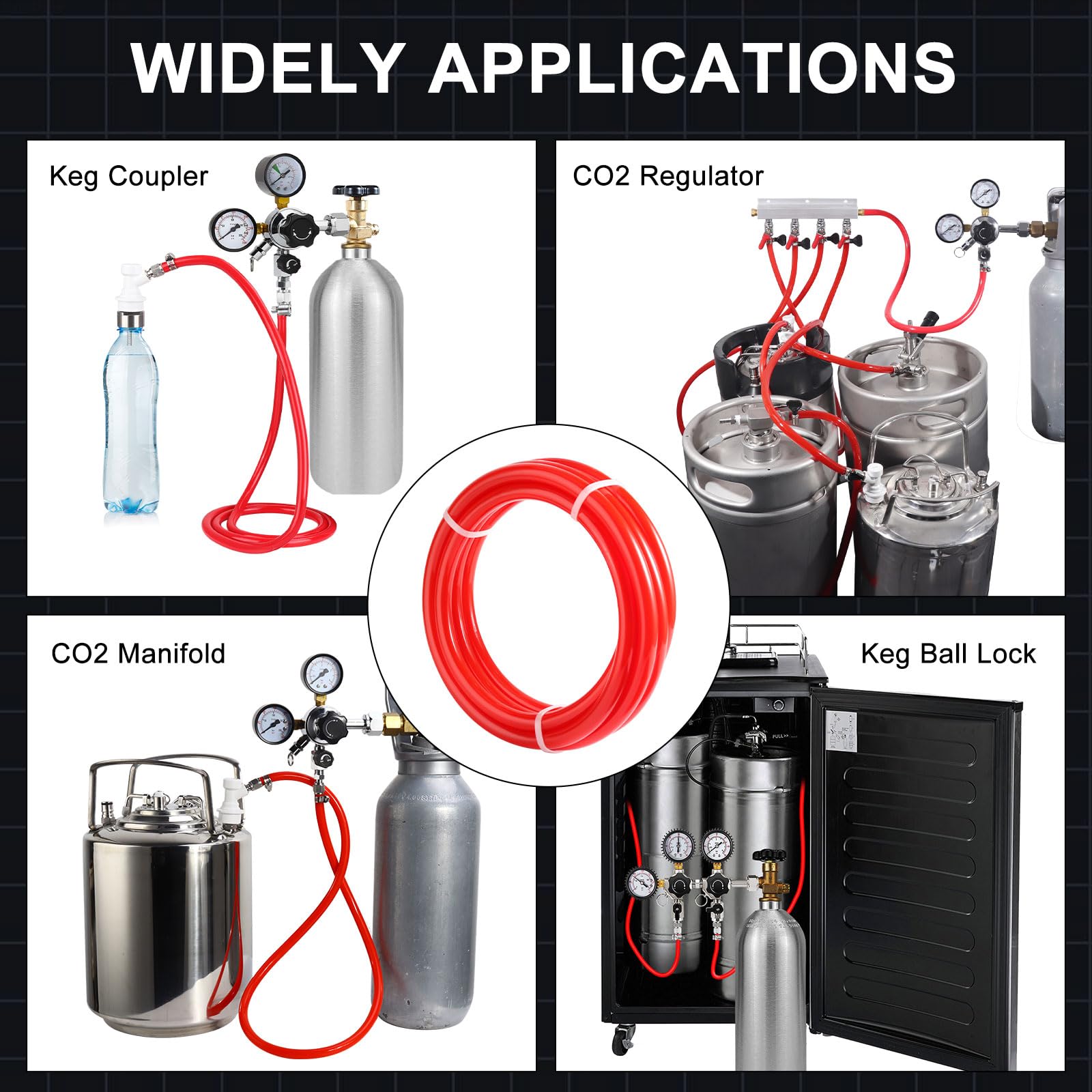 Kegerator Tap Turm Kit CO2 Regler Bier Fass Regler Rot CO2 Gas Linie Schlauch