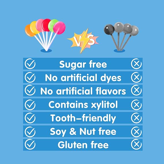 DC24 DAILY CARE Lollipops, Rich in Vitamin C Pops, Fruit Variety, 24 Ct | Sugar free Suckers, Anti Cavity, Fruit Variety Flavored 24 Lollipops for Kids, Allergy Friendly, Gluten Free, Non-GMO, 5 OZ