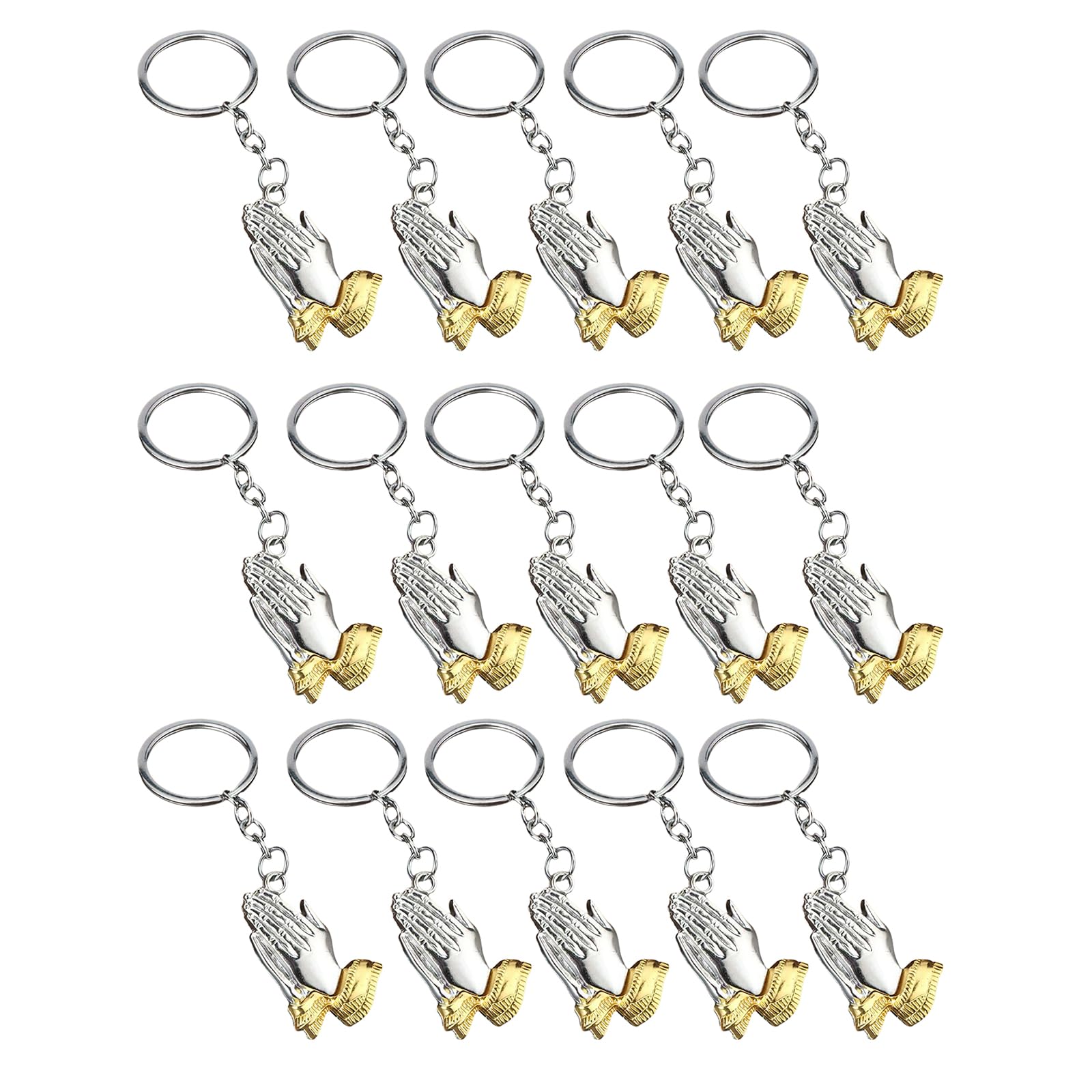 Kalttoy 15pcs Alloy Praying Hand Keychains Pendant for Individual Use As Friend Family Enthusiasts Faith Gift Blessing Symbol Keyring