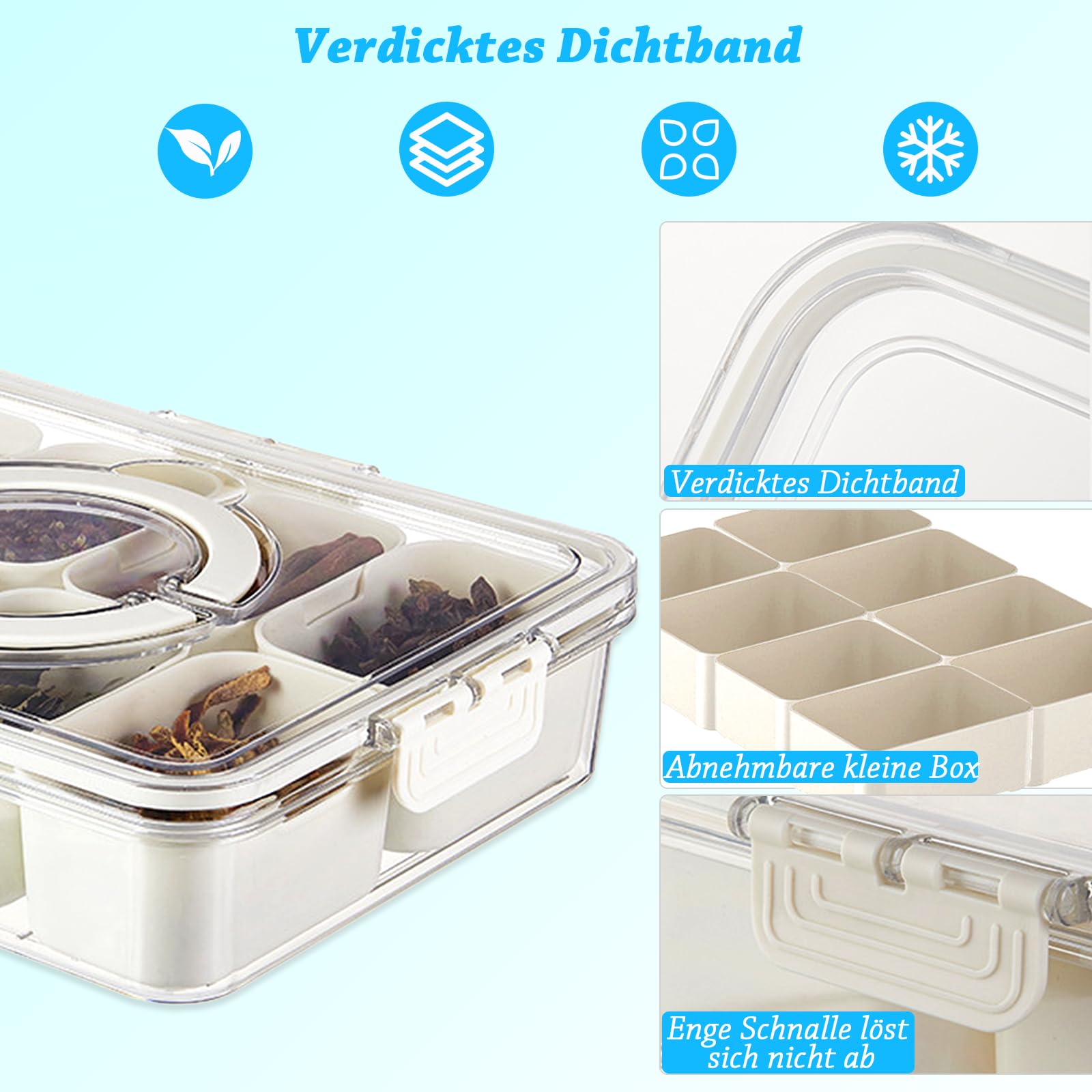 Imposyu Boîte à Goûter Avec Compartiments 32cm Snack Box Avec 6 Compartiments Bol à Collation