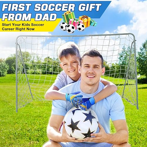 Miniatura 7 de Jalunth - Guantes de portero de fútbol con palma de látex texturizada antideslizante y parte trasera de PU suave, para niños y jóvenes