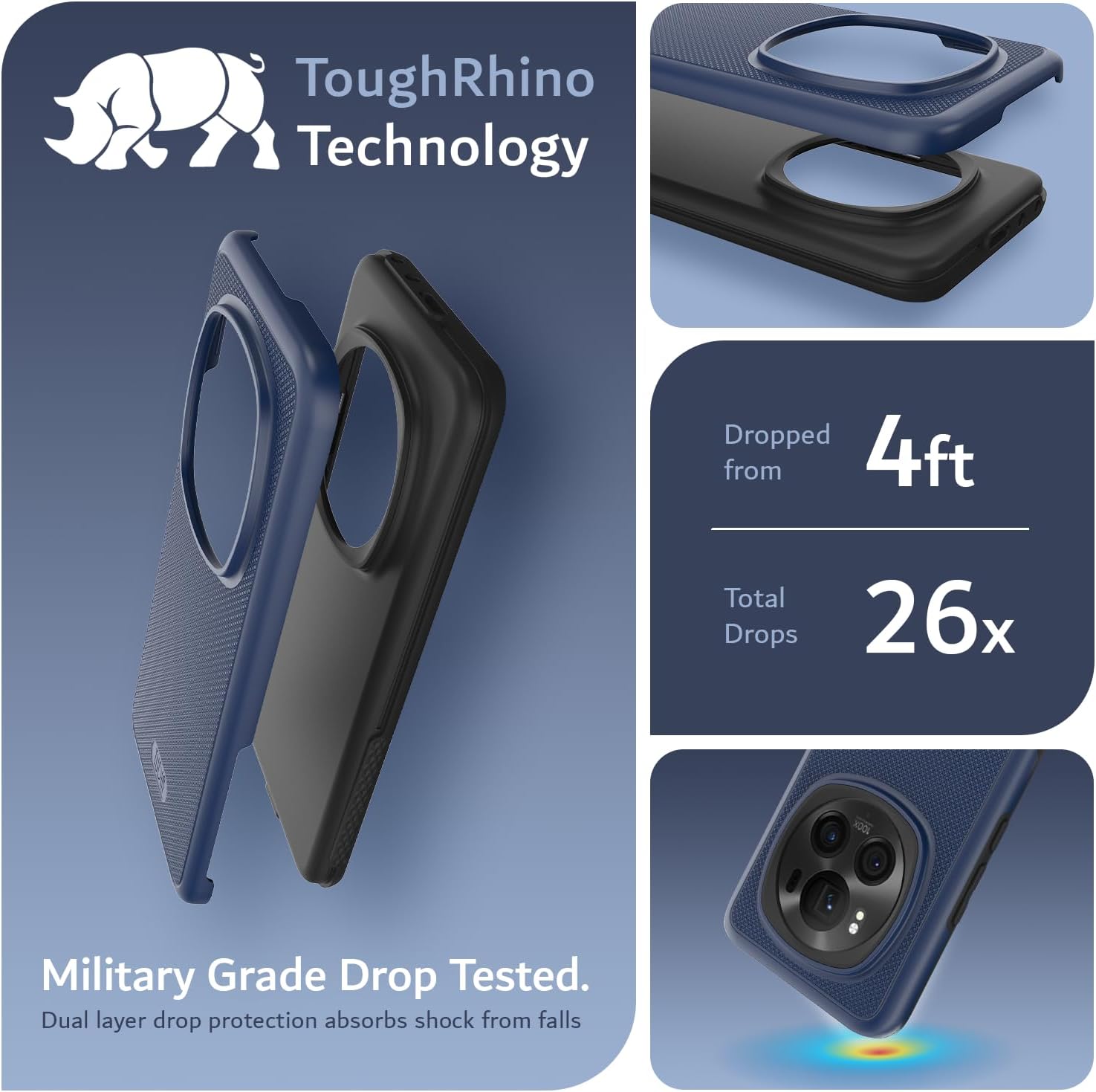 TUDIA DualShield Grip Designed for Honor Magic 6 Pro Case 5G (2024), [MergeGrip] Military Grade Dual Layer Shockproof Slim Tough Heavy Duty Protective Phone Case Cover (Indigo Blue)