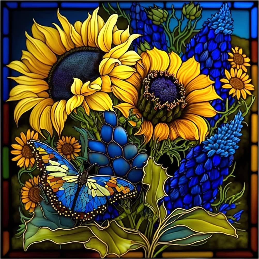 TiwabbSunflower Stamped Cross Stitch Kits,Cross Stitch Kits for Adults Beginners,11 CT Full Range of Cross-Stitch Stamped Kits Needlecrafts for Home Decor Patterns 13.8 x 13.8 in