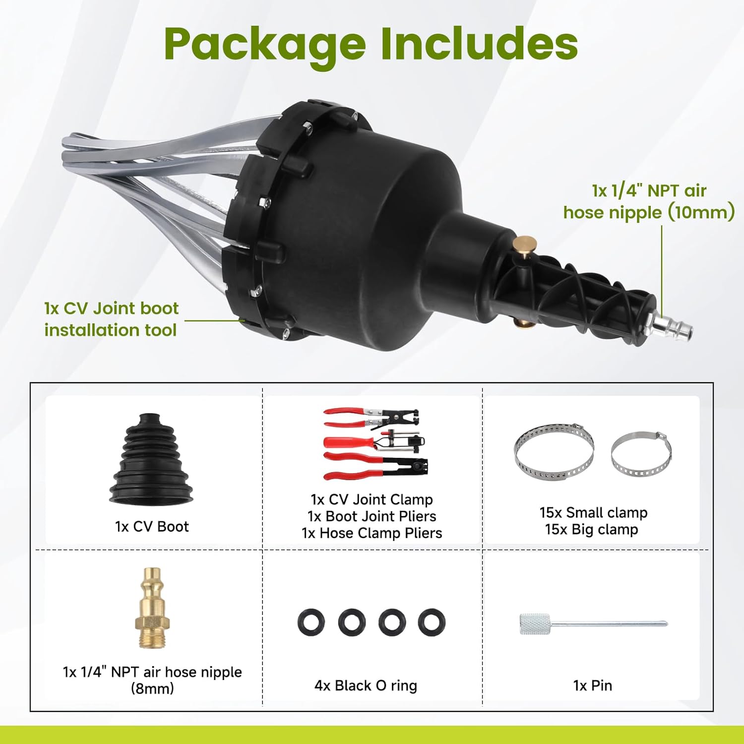 Universal Pneumatic CV Joint Boot Tool Kit, with 3Pcs Auto CV Joint Boot Clamp Pliers Tool Set - Ideal for All Universal and Original Vehicle CV Joint Boots, Install & Removal Air Tool